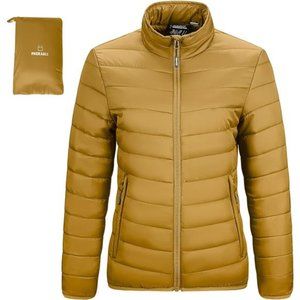 Women's Packable Full-Zip Short Puffer Jacket Lightweight Winter Coat
